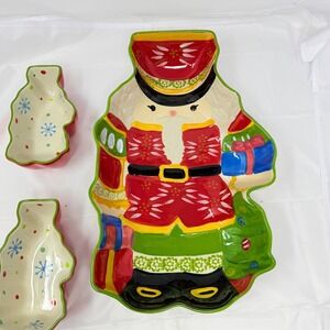Temptations by Tara Winter Whimsy Nutcracker Christmas Serving Platter Set Of 3